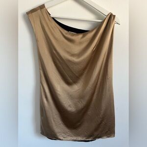 Miguelina 100% Silk Made In USA Sleeveless Blouse Top Gold size XS-S